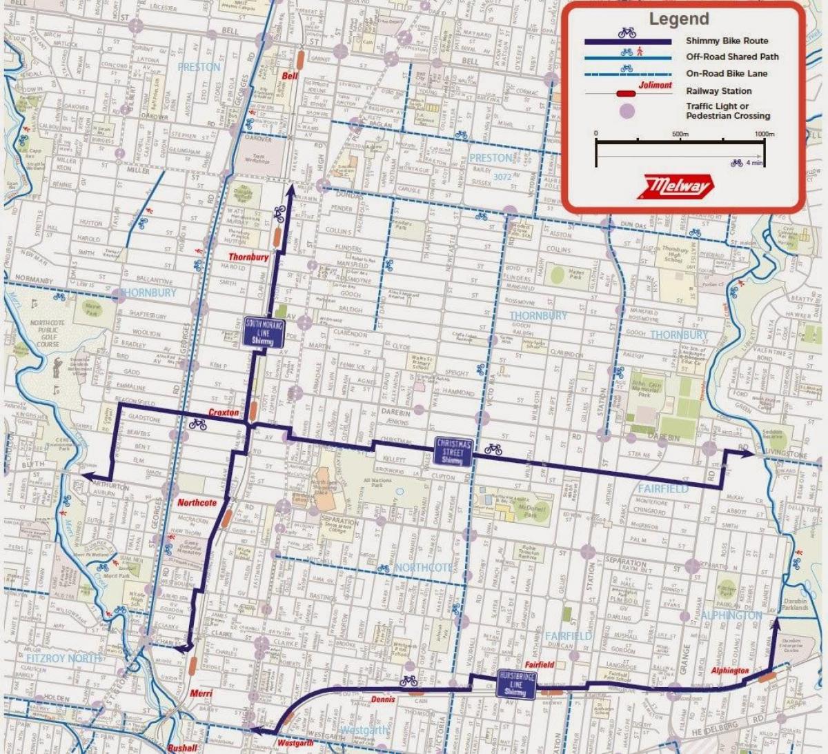 mapa ng Melbourne bike ibahagi