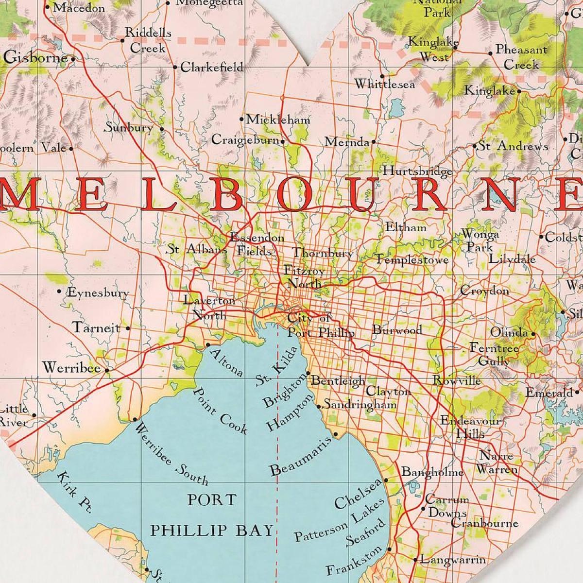 Melbourne mapa ng mundo