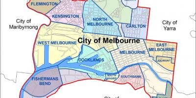 Mapa ng Melbourne at mga nakapaligid na suburbs