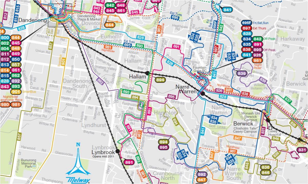 Melbourne bus ruta sa mapa