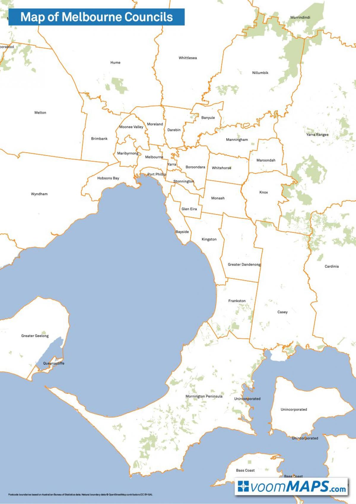 mapa ng Melbourne konseho