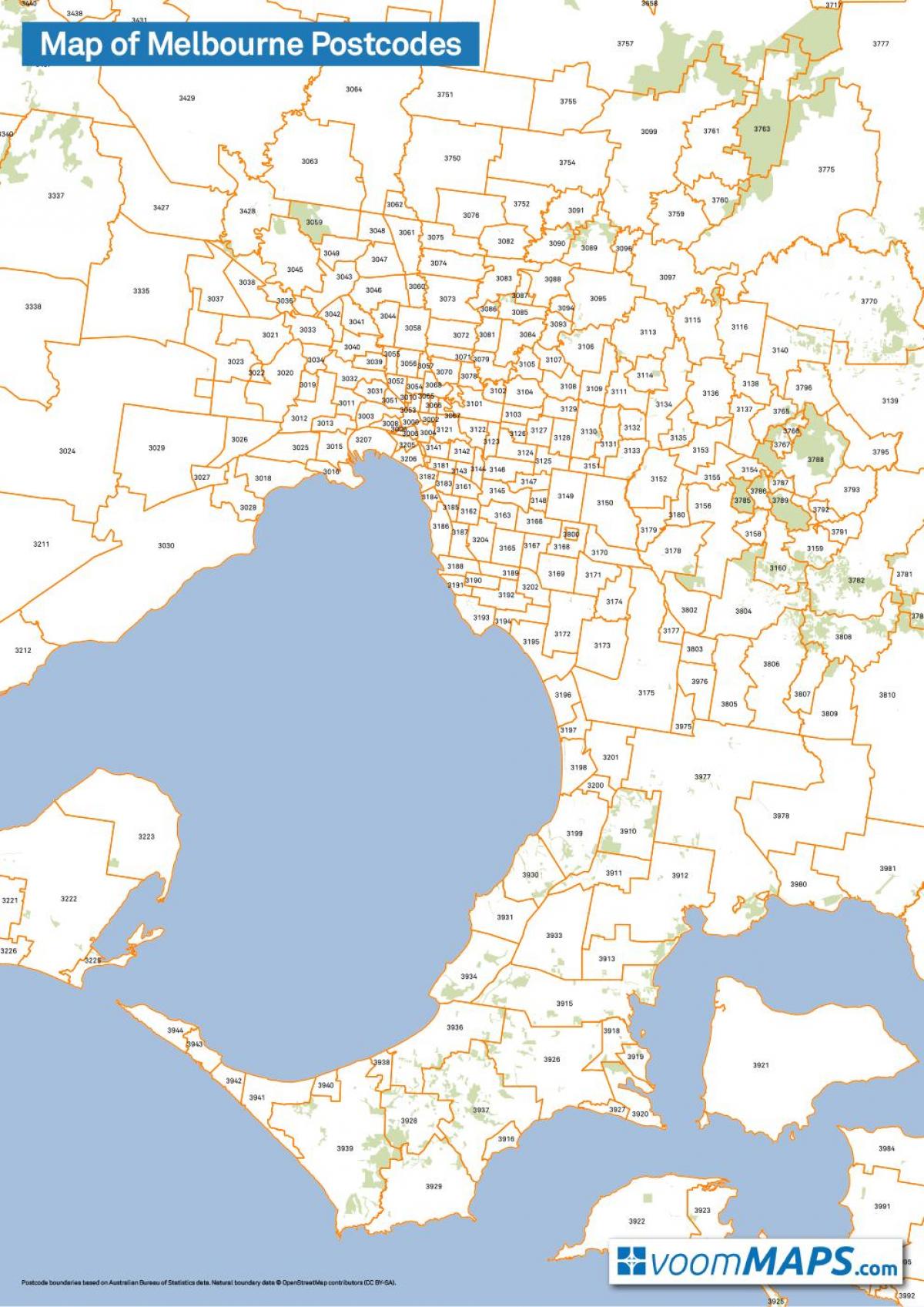 mapa ng Melbourne postcodes