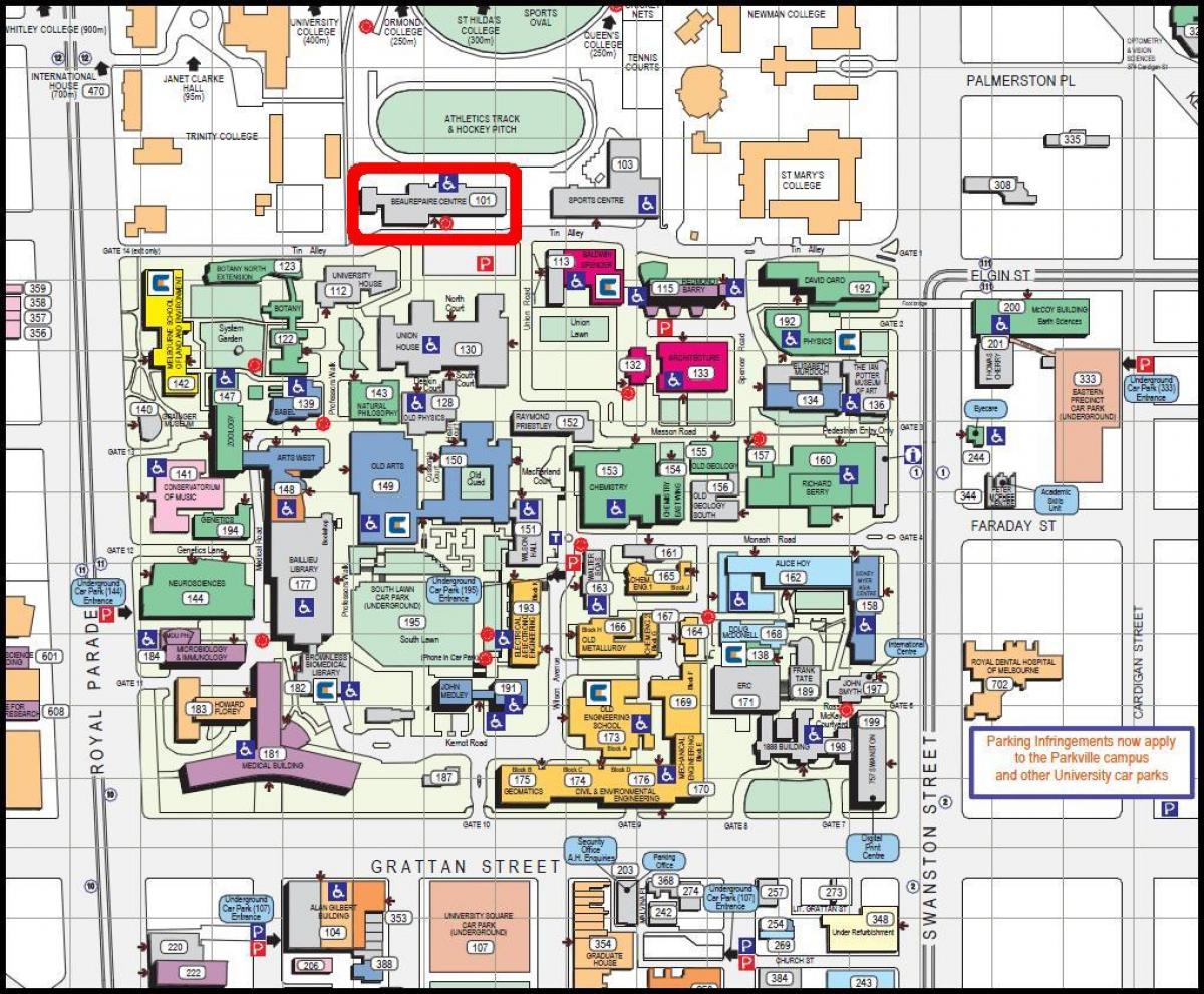 mapa ng Melbourne university