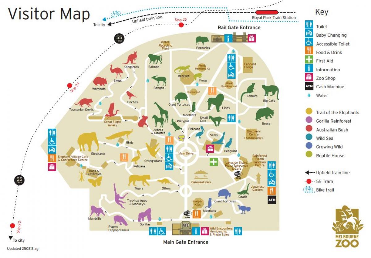 mapa ng Melbourne zoo