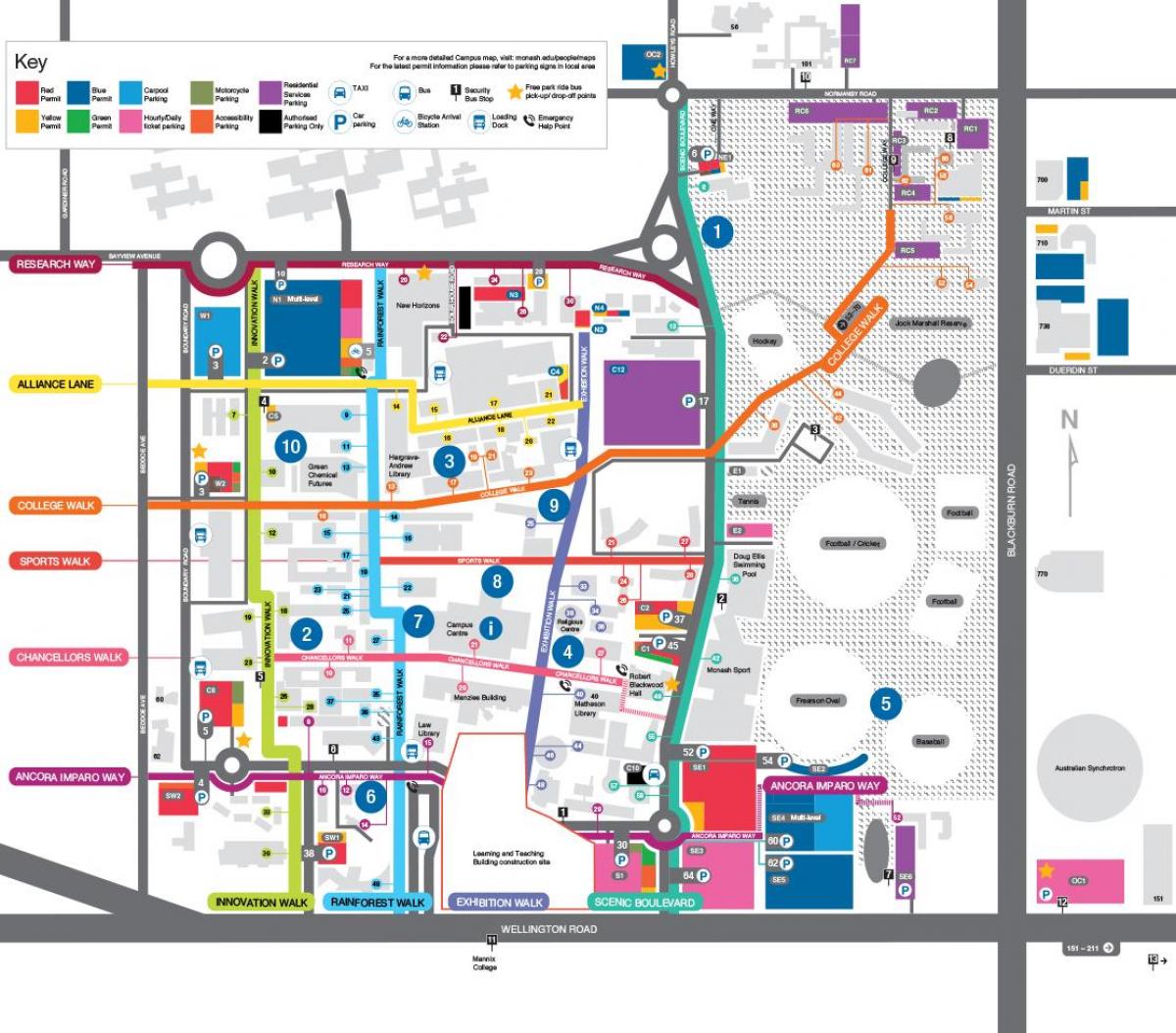 mapa ng Monash university
