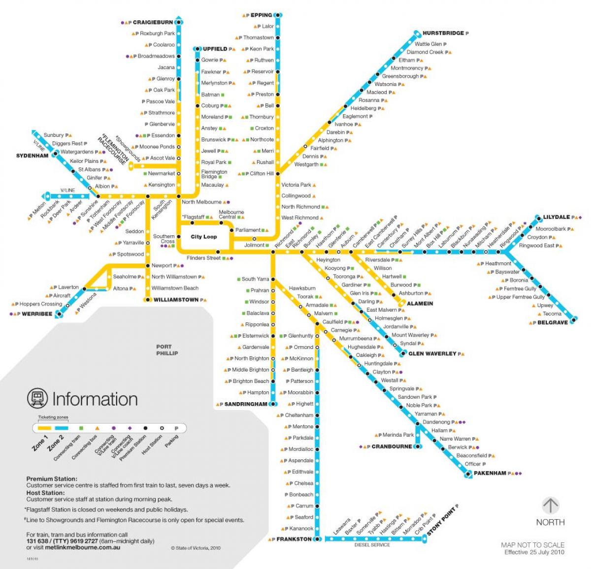 train line na mapa Melbourne