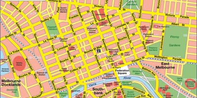 Mapa ng Melbourne cbd